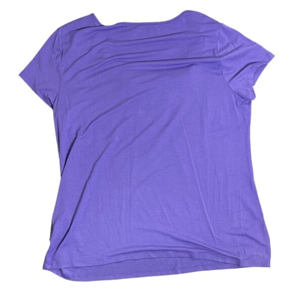 Coldwater Creek Womens Purple Ruffled Scoop Neck T-Shirt M 10-12 Rayon & Spandex - Picture 2 of 10